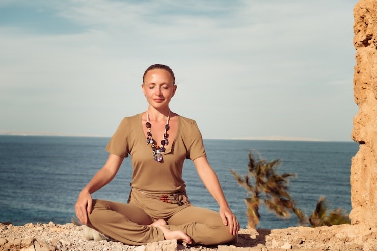 Person practicing Buddhist meditation in Nevada
