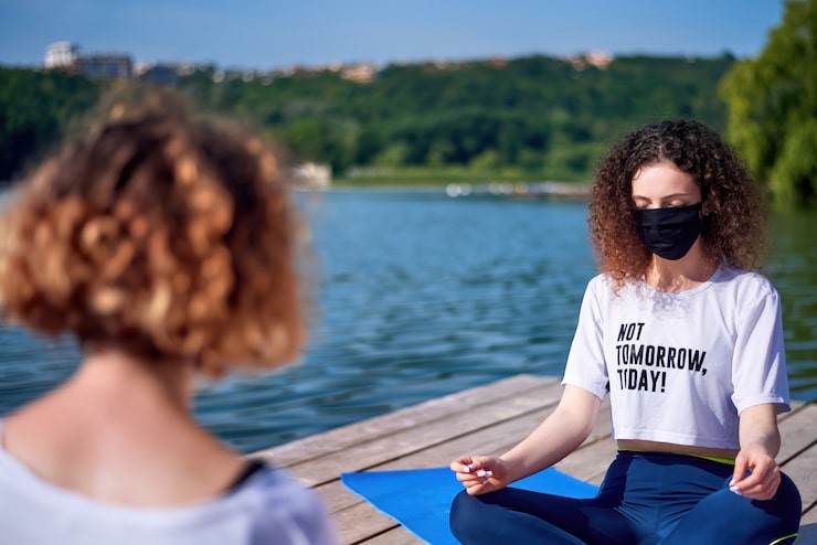 Instructor leading guided meditation in Las Vegas