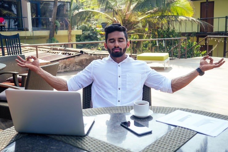 Person practicing meditation for stress relief in Las Vegas