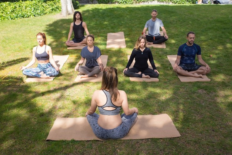 Group practicing meditation together in Nevada